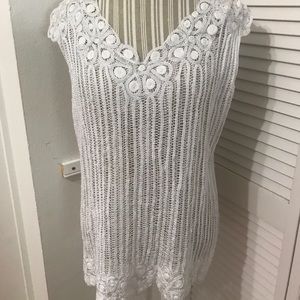 White Crochet Sleeveless Top